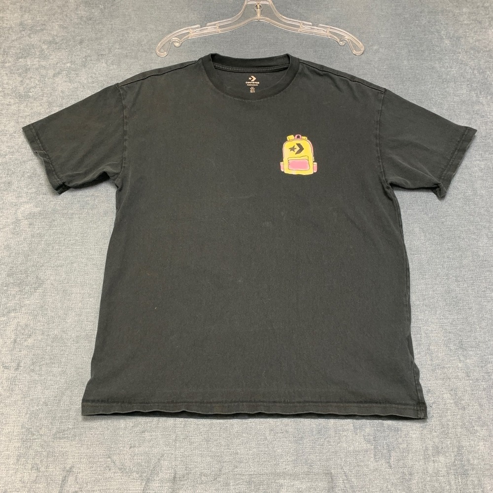 Converse Oversized Fit T Shirt Mens M Black Graffiti Cartoon Short Sleeve Summer